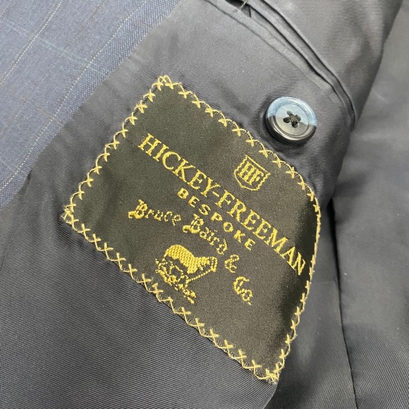 Hickey Freeman Navy Windowpane Plaid Blazer 36R - Picture 6 of 7